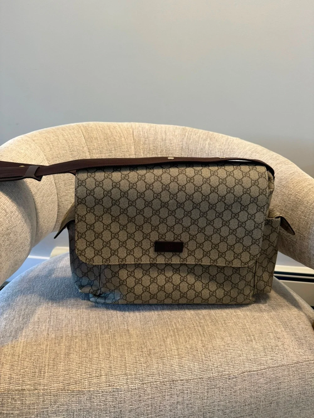 Gucci Beige GG Canvas Large diaper  Bag